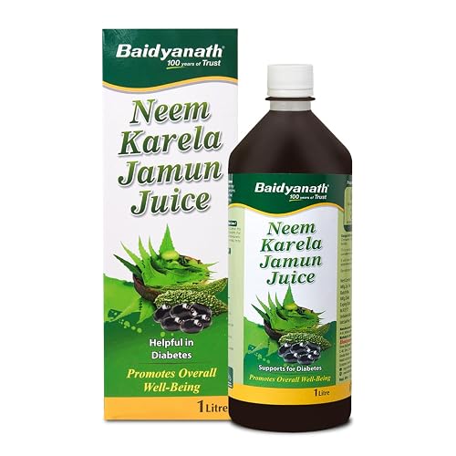 Baidyanath Ayurved Neem Karela Jamun Juice -1000ml | Natural Remedy for Blood Sugar Management & Reduces Bad Cholesterol | Best For Digestive Health, Diabetic Care, Skin Care & Natural Detox | No Added Sugar