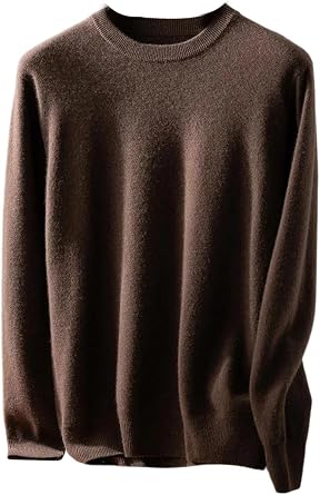 Niiyyjj Mens Solid 100% Cashmere Crewneck Pullover Seamless Sweater Business Casual Long Sleeve Jumper