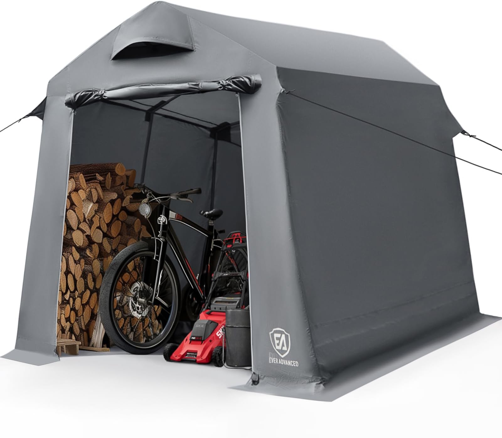 EVER ADVANCED Tool Shed 9.8 m³ Tool Tent, 190 x 230 x 225 cm, 3000 mm Waterproof, 2 Ventilation Openings, Bicycle Garage Storage, All-purpose Canopy, Gray
