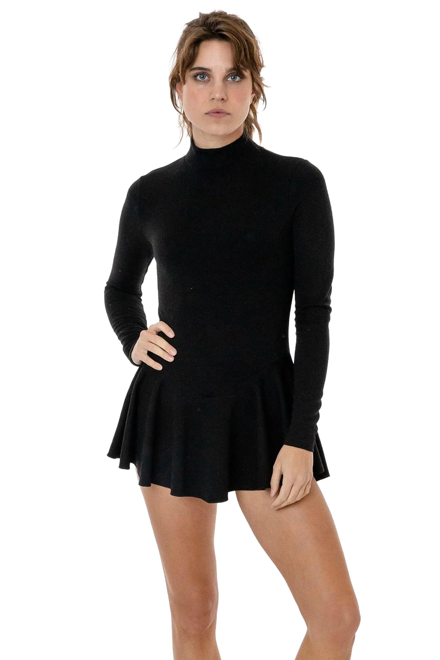 PON410 Ponte Long Sleeve Mockneck Skirted Leotard Dancewear-Inspired USA Made