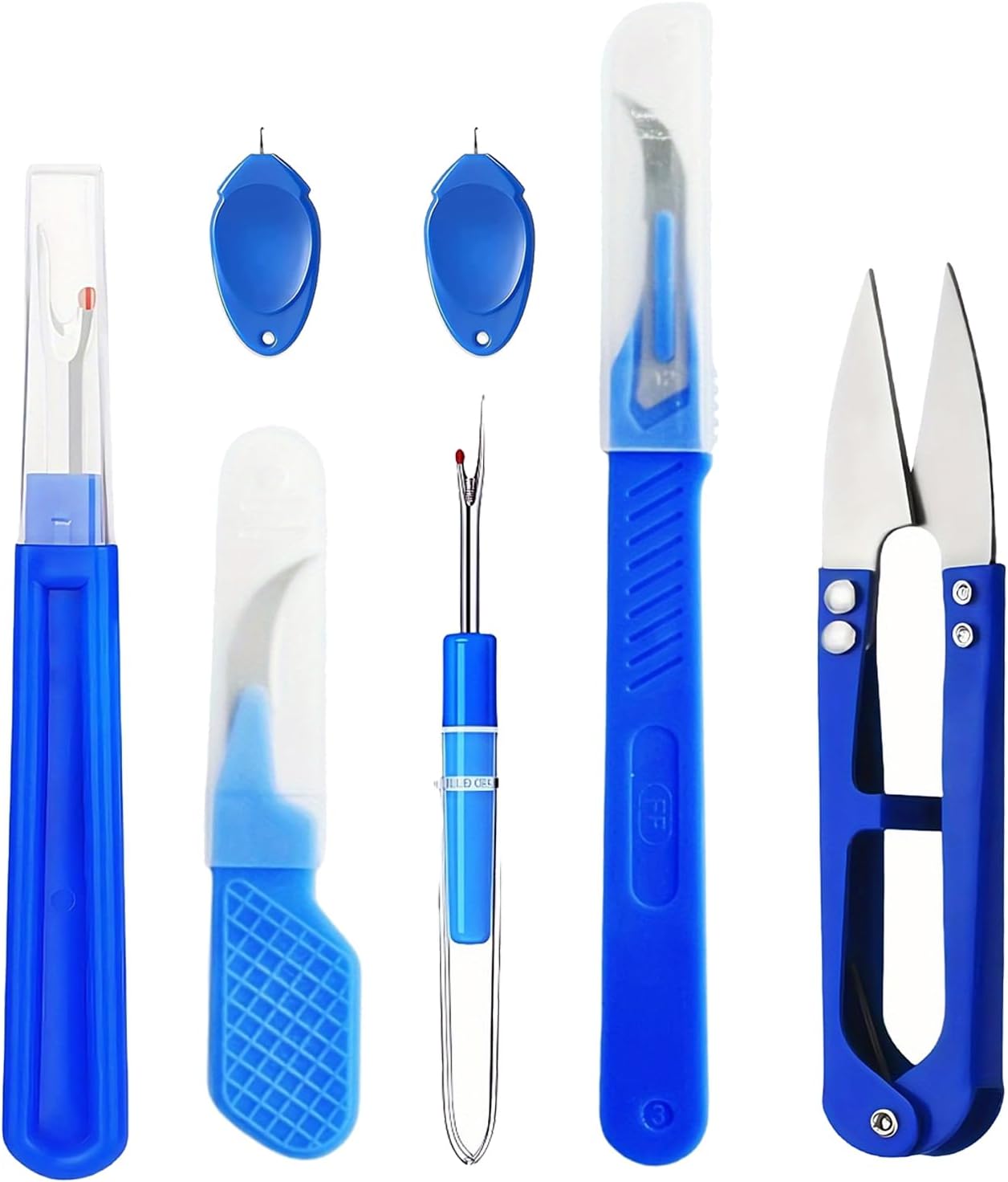 7-Piece Seam Ripper Set, Multi-Function Stitch Remover Kit with Buttonhole Cutter for Sewing and Crafting