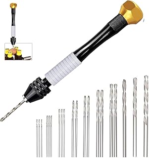 4.05 inch Pin Vise Hand Drill with 20 Pieces 0.5-2.5mm Manual Craft Drill Sharp HSS Micro Mini Twist Hobby Drill Bits Set ...