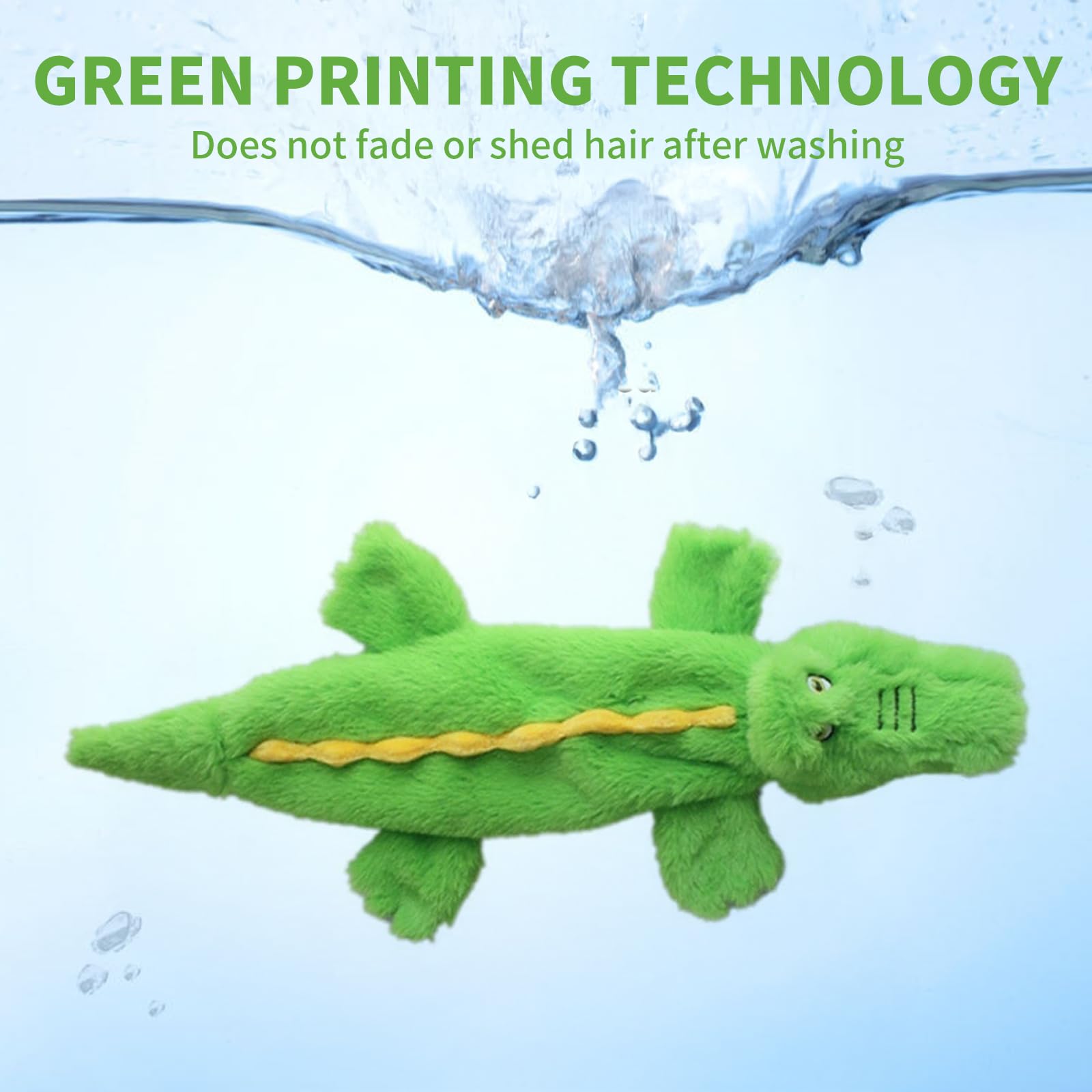 technodry Interactive Dog Toys, No Stuffing Crocodile Dog Toy with Squeaker & Crinkle Sound - Image 4