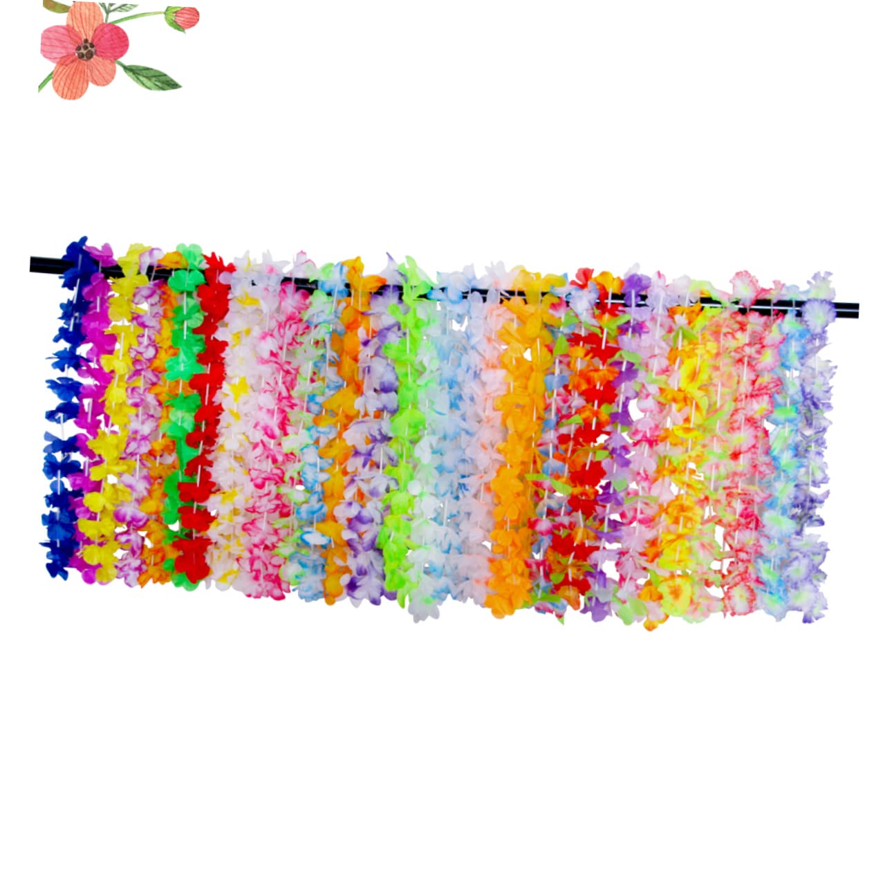 Ghirlanda Hawaiana 36 Pezzi Fiori Artificiali in Stoffa | Tema Tropicale, Accessori per Festa e Compleanno, Clip per Chioma Incluse