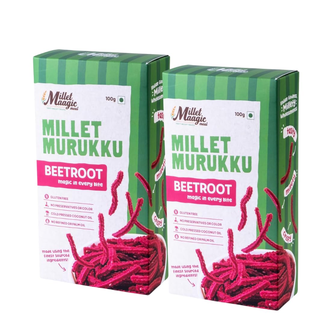 Millet Beetroot Murukku 100gms Pack of 2 /Chakli | Crispy & Delicious Indian Snack | South Indian Traditional Recipe| Fresh Pack | No Preservatives (B0DGT1MVCM) Amazon Price History, Amazon Price Tracker
