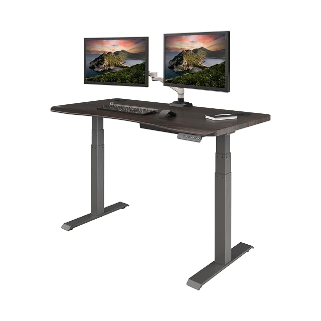 Vari Ergo 54x26 Electric Standing Desk Height Adjustable Sit Stand VariDesk Curved Waterfall Edge 4 Memory Settings Quick