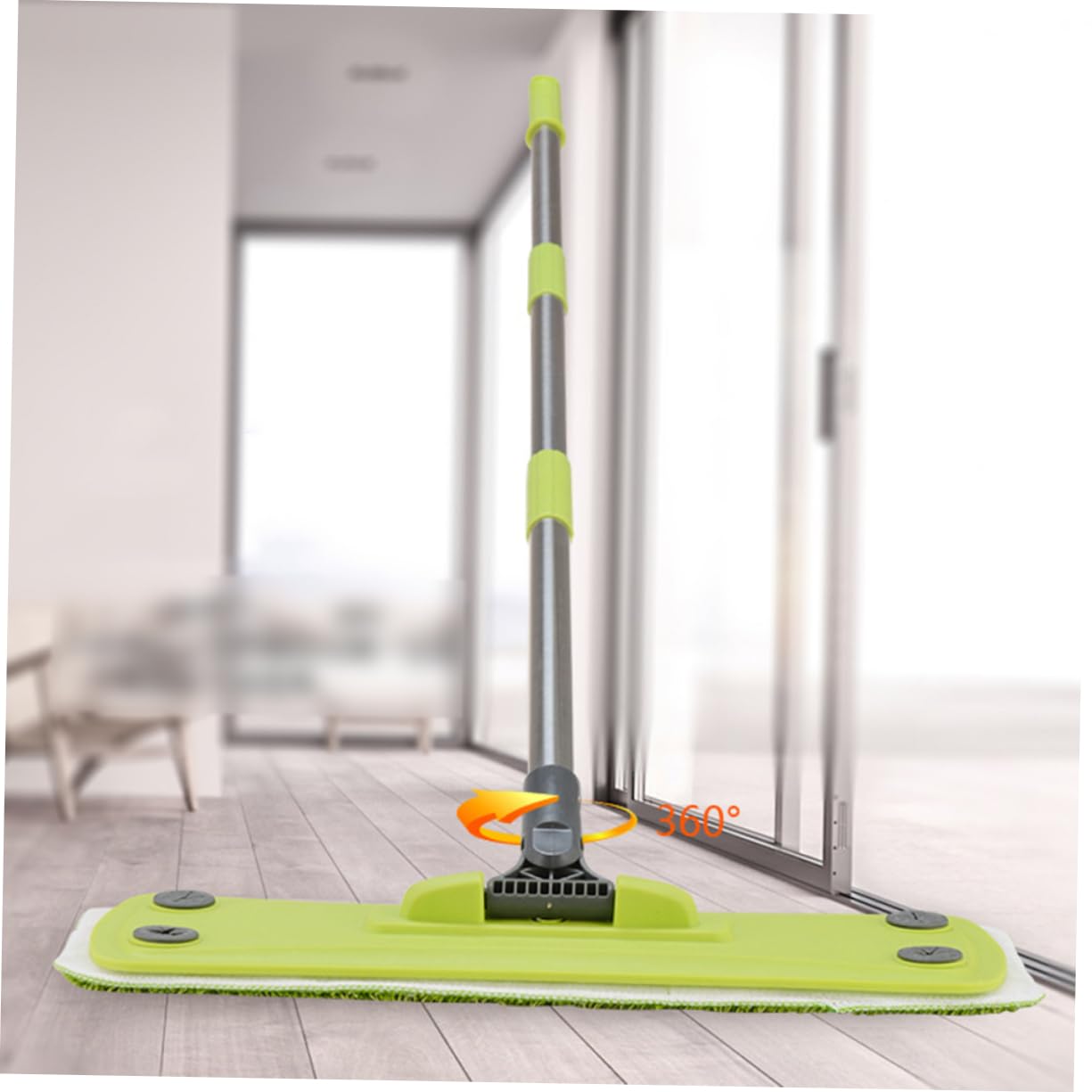 Mop in Microfibra 360° per Pavimenti in Legno con 3 Panni