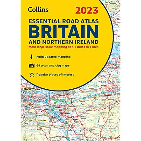 2023 Collins Essential Road Atlas Britain and Northern Ireland: A4 Spiral Cover