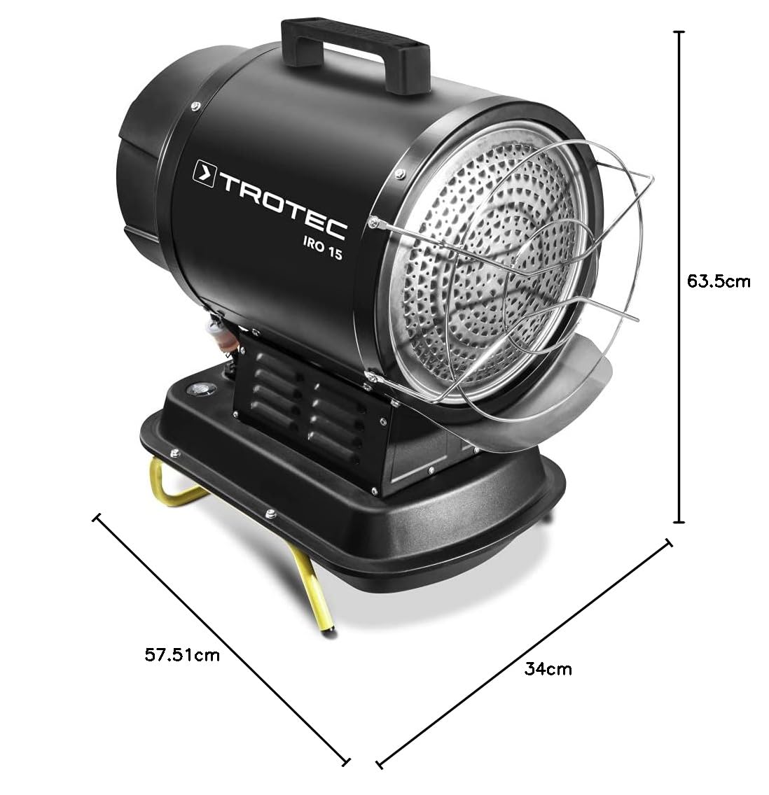 TROTEC Calefactor de Fueloil por Radiación Infrarroja IRO 15, Bajo Consumo, 20 kW, Sin Movimiento de Aire, Pantalla LED, Anti Sobrecalentamiento, Portátil, Negro, Oficina, Hogar