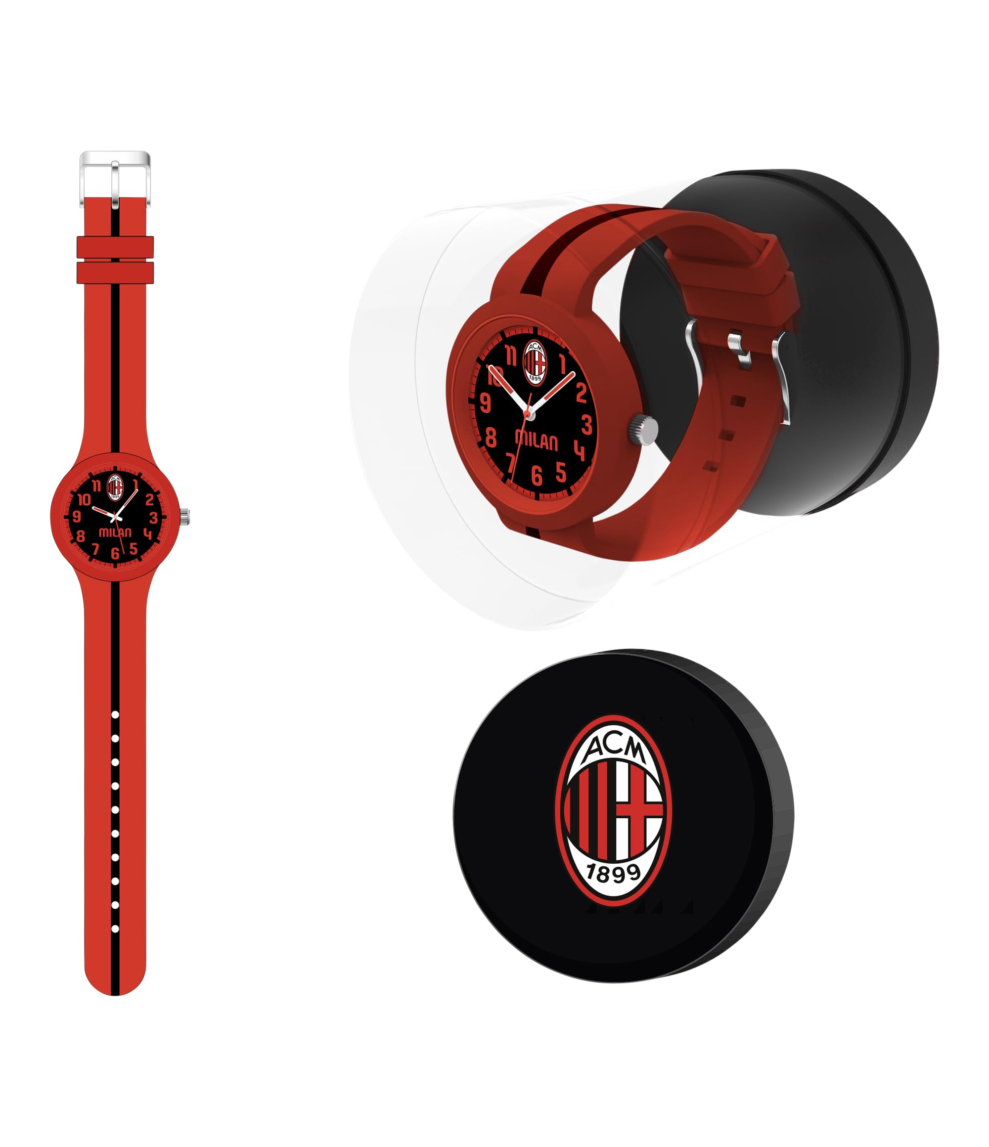 Seven Orologio da polso A.C. MILAN per ragazzi in silicone, Prodotto ufficiale, Calcio, Idea regalo bambini e adulti