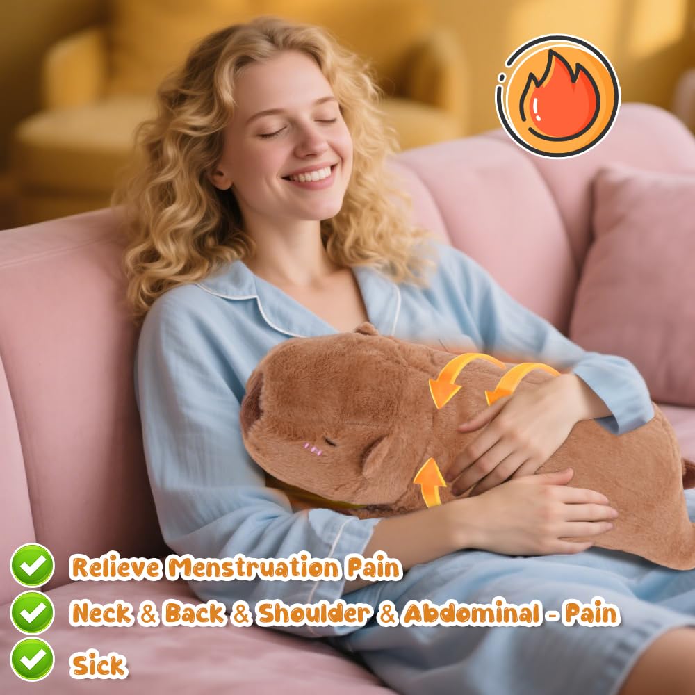 Capybara Termoforo Elettrico, 48 x 18 cm Cuscino Termico Elettrico avec Interfaccia USB, 5 Réglages de Température, Spegnimento temporizzato, Per L'Uso su Collo, Schiena, Spalle e Addome