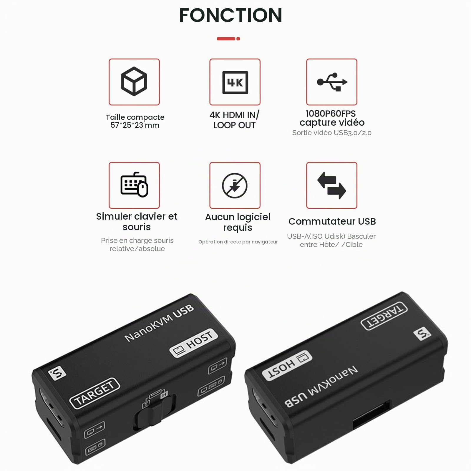 youyeetoo Sipeed NanoKVM-USB, KVM USB 4K, pour gestion des périphériques sans tête, pour serveur/SBC, facile à utiliser et à entretenir, outil de collaboration multi-appareils (Tool Kit Package, noir)