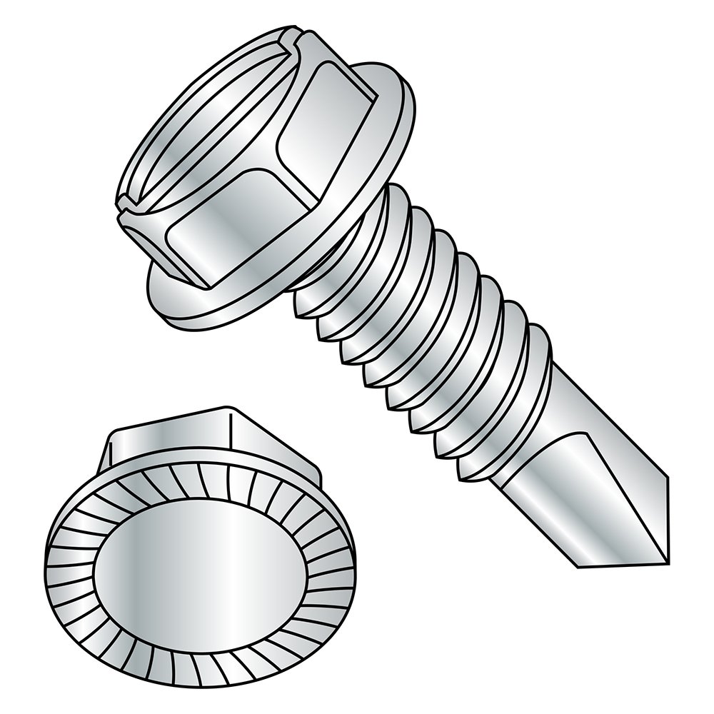 Tornillo Autoperforante Acero Cabeza Hexagonal Zinc 5/16"x1" Paquete 25