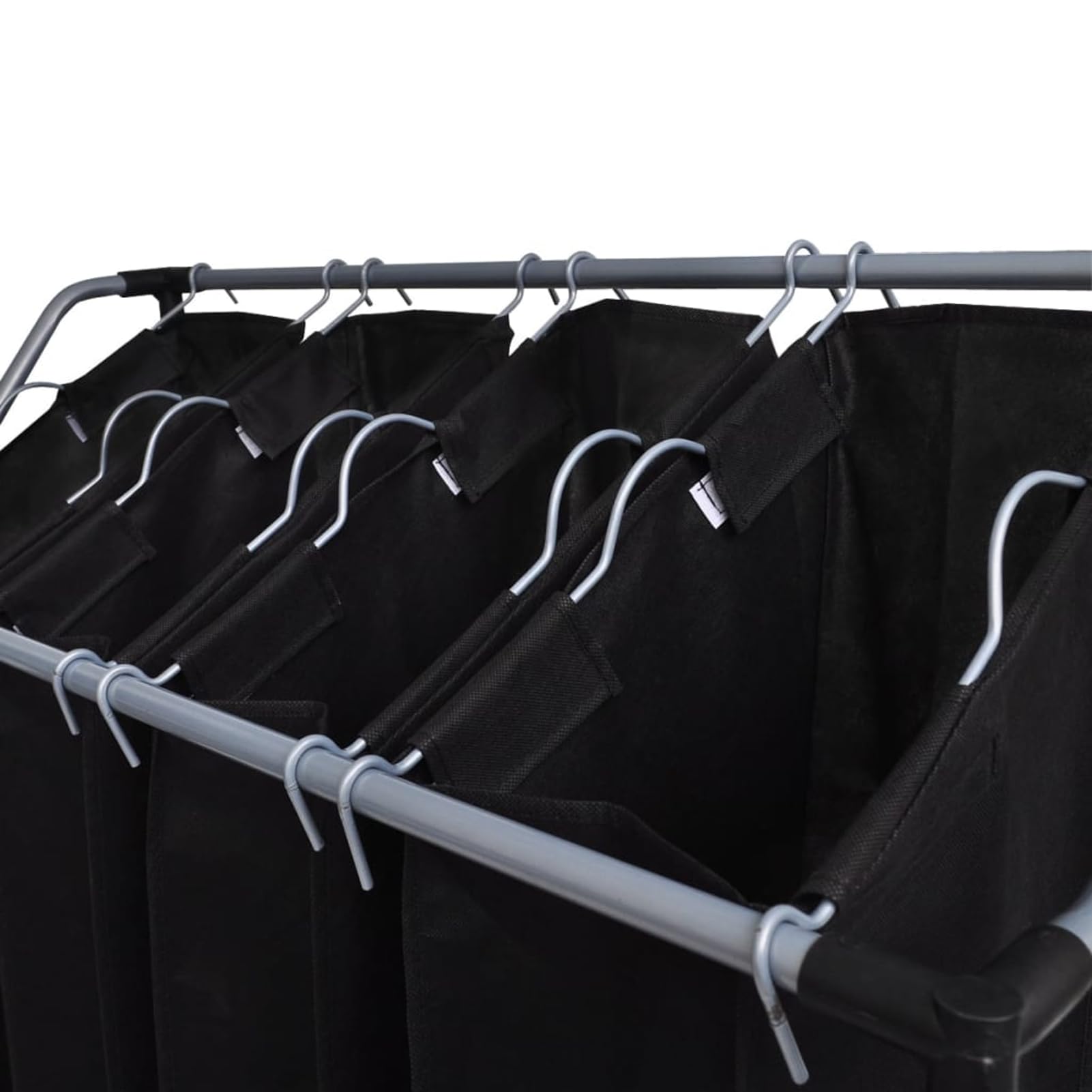 Gecheer Wäschekörbe mit Taschen 2 Stück Schwarz und Grau