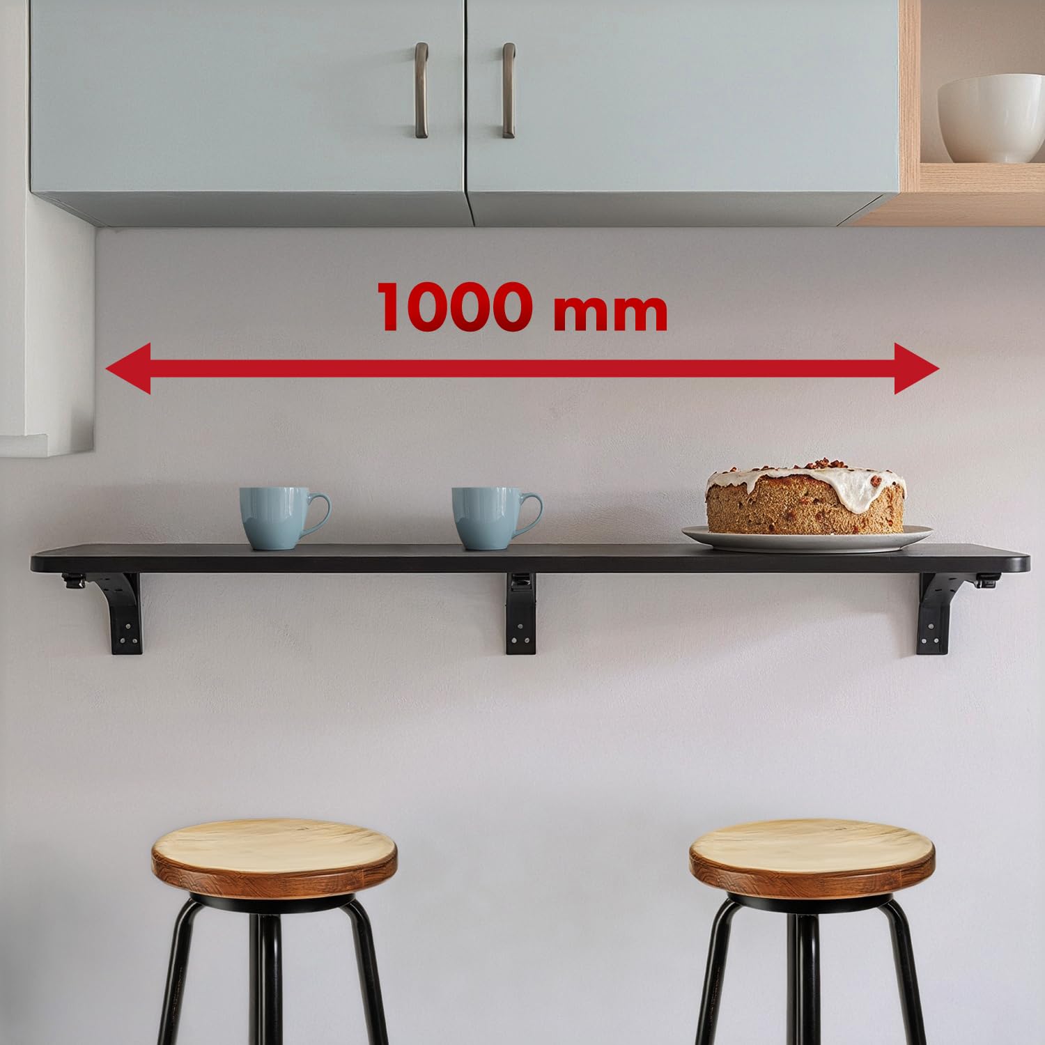 Maclean MC-128 Faltbares Wandregal 100x40 cm, Tragkraft 50 kg, Klapptisch mit Sicherheitsverriegelung und Wasserwaage, für Küche, Büro, Werkstatt oder Garage