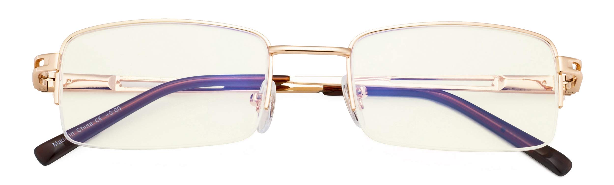 CessBlu Half-Rim Blue Light Filter Glasses Anti Screen Glare UV Rays for Men Women Reading Computer