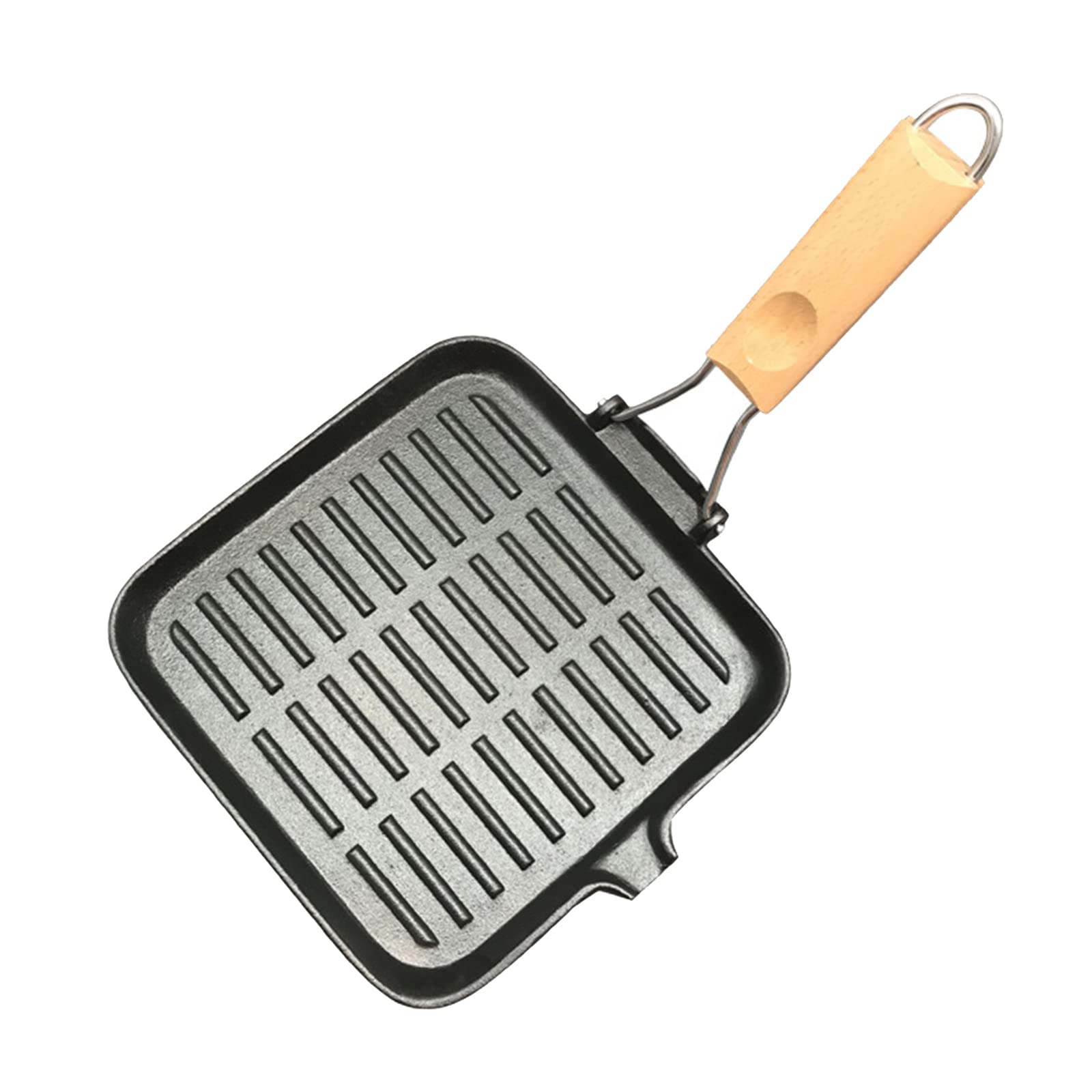 Padella in ghisa per barbecue, antiaderente, facile da pulire, pieghevole, 22 cm, ideale per bistecca da campeggio