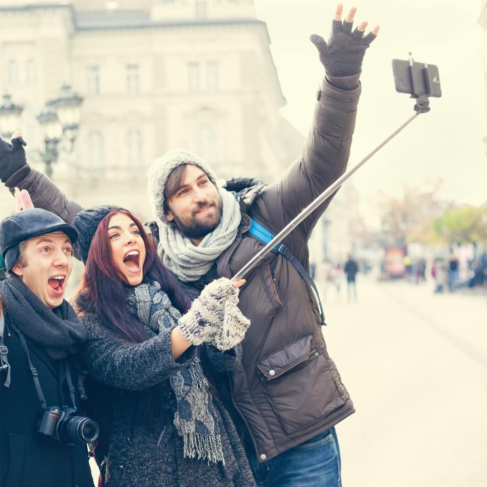 Retoo Kijek do selfie, obracany o 360 stopni, drążek teleskopowy, monpad, rozszerzalny statyw na telefon komórkowy, uchwyt na statyw, statyw jednonożny do iOS, Android, smartfona, 74 cm