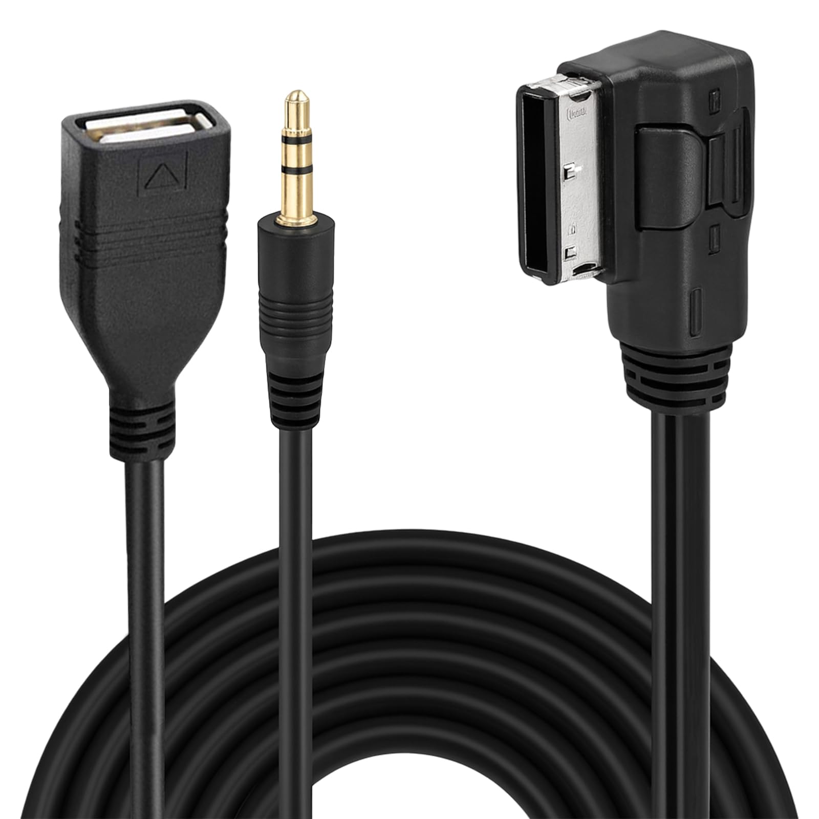 MDI MMI AUX USB Charging Adapter Cable with 3.5mm Music Interface Compatible MB S, SL, CLS, CL, C, SLK, E, ML, GLK, R Class with Comand APS NTG 2.5/3/4.5 System (USB+3.5mm)-image-2