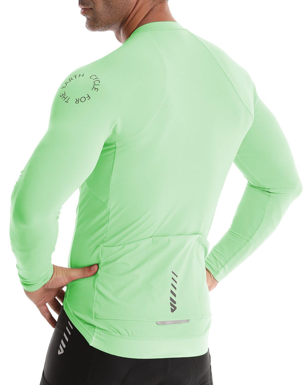 Wulibike Maglia da ciclismo da uomo a maniche lunghe, per bici da strada, cerniera completa con tasche, adatta per primavera e autunno.