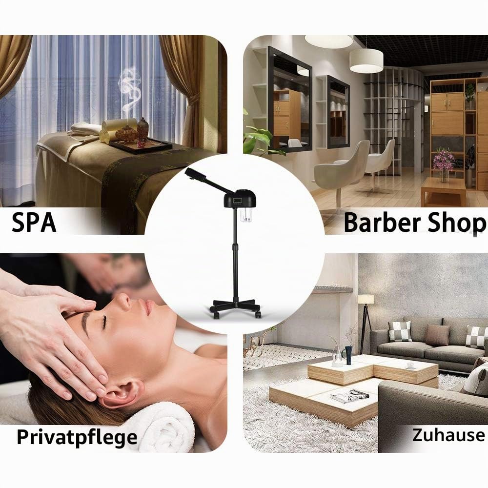 Timer Gesichtsdampfer Schwarz LCD-Bildschirm Professionelle Salon SPA Gesichtspflege Höhenverstellbar