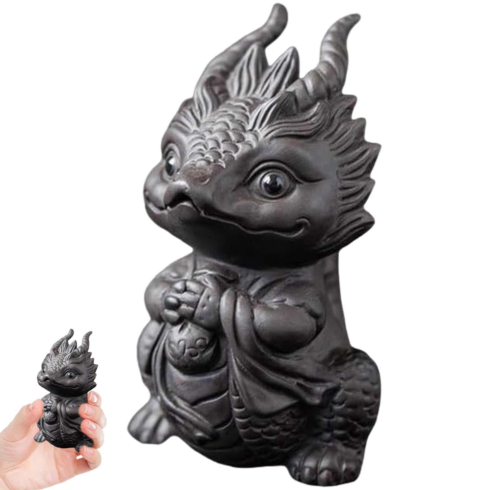fkngcp Tea Pet, Chinese Zisha Dragon Tea Pets 3.7x2.8x2.3 Exquisite Traditional Purple Clay for Kungfu Water Teapot Tray Accessories Home Decor