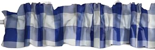 lovemyfabric Big Buffalo Checkered Poplin Curtain Sleeve Topper with Top and Bottom Ruffles/Home Decor Window Treatment (58" Wide x 5" Tall, Royal Blue & White)