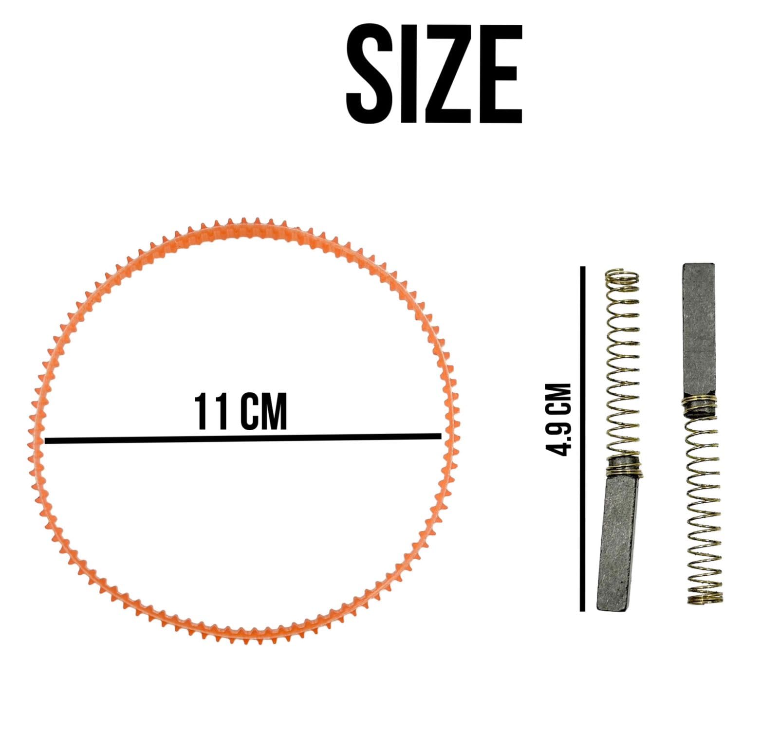 Zenith Nylon and Carbon Sewing Machine Motor Nylon 4 Belt and 8 Carbon Set for Domestic Sewing Machine Motors (Size 115 mm / 4.5 Inch Diameter, Orange) — Amazon image 5