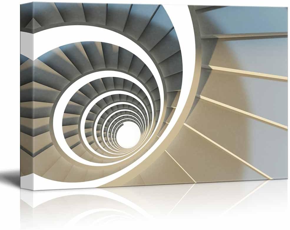 Canvas Prints Wall Art - Abstract Endless Spiral Staircase with Soft Shadows | Modern Wall Art - 16" x 24"