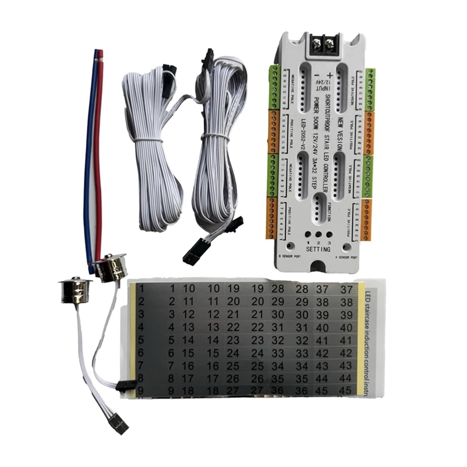 Czujnik Ruchu Schodów LED DC12V/24V Lampka Nocna Na Drabinie 32 Kanały Zapobieganie Zwarciom Kontroler Na Schody