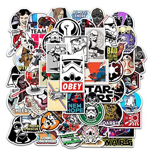Star Wars Sticker 50 Stück,Wasserfeste Vinyl Aufkleber Coole Graffiti Sticker Set,Aufkleber Stickers für Laptop Skateboard Koffer Helm Auto Fahrrad Handy,Geschenk für Kinder Teenager Erwachsene