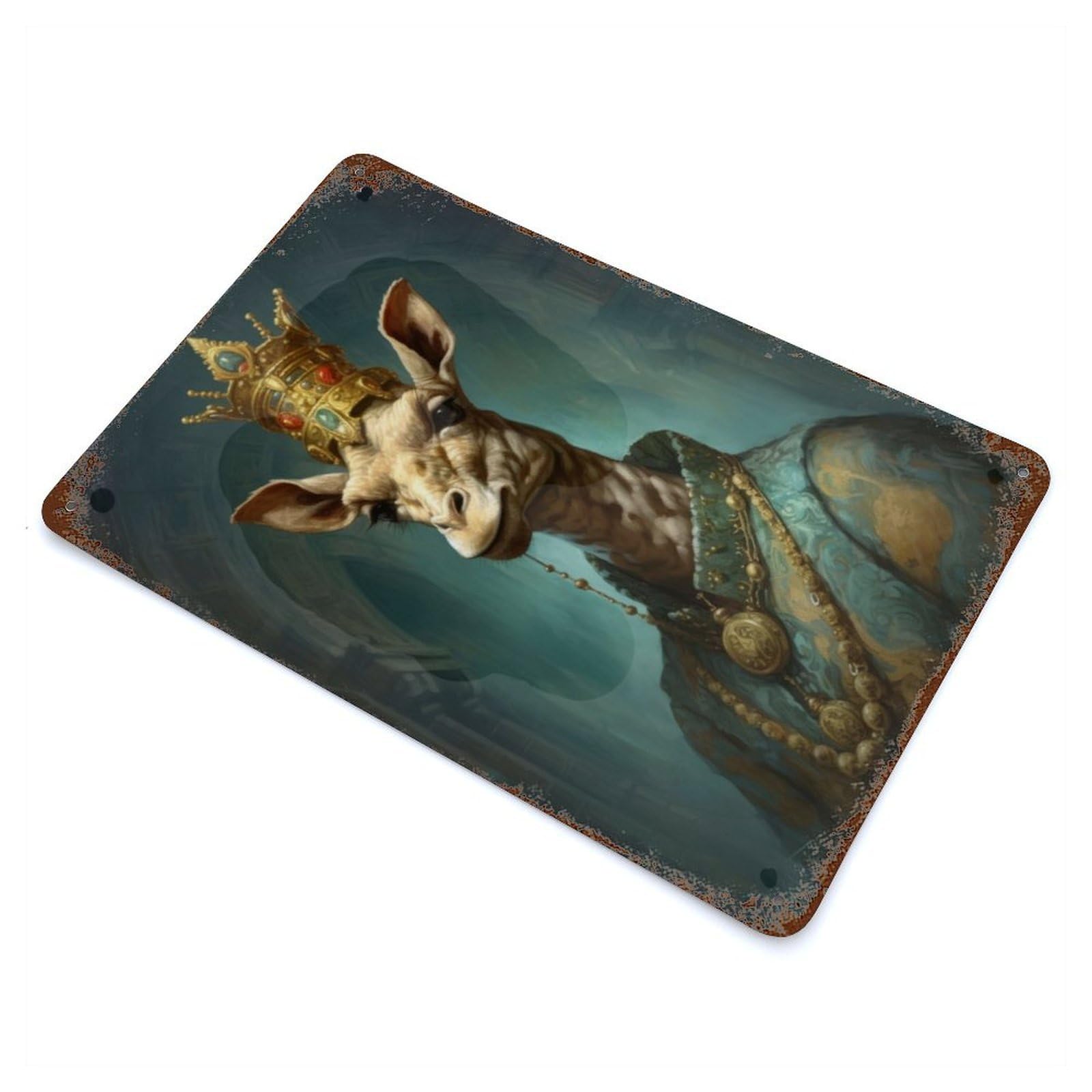Rust Effect King Giraffe Vintage Rust Metal Sign 11.8"x7.9", Classic Wall Plaque for Shed, Workshop And Garage Wall Decor
