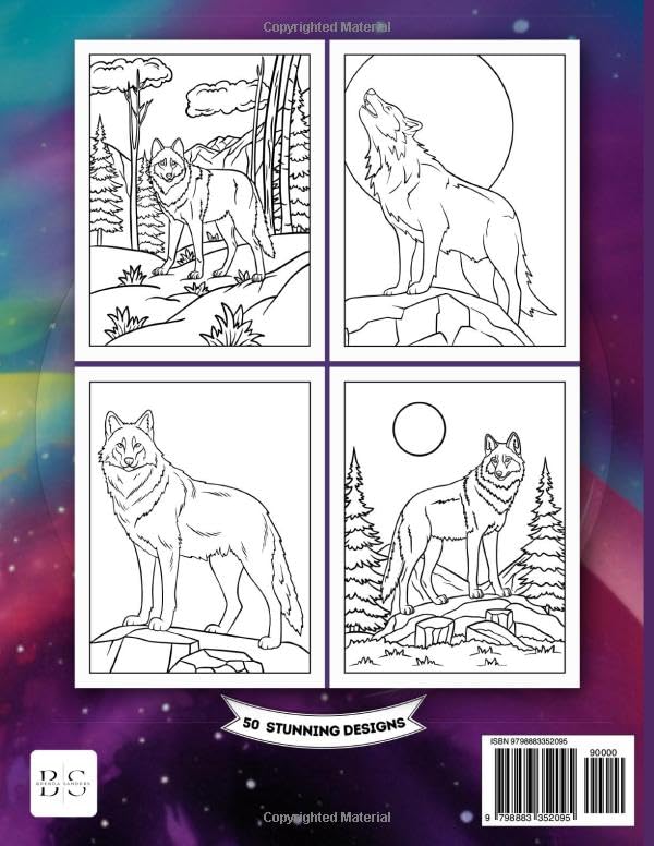 Wild Wolves Coloring Book for Adults and Kids: 50 Stress Relief Wolf Designs - Immerse in Nature's Untamed Beauty for Relaxation and Mindfulness - Image 2