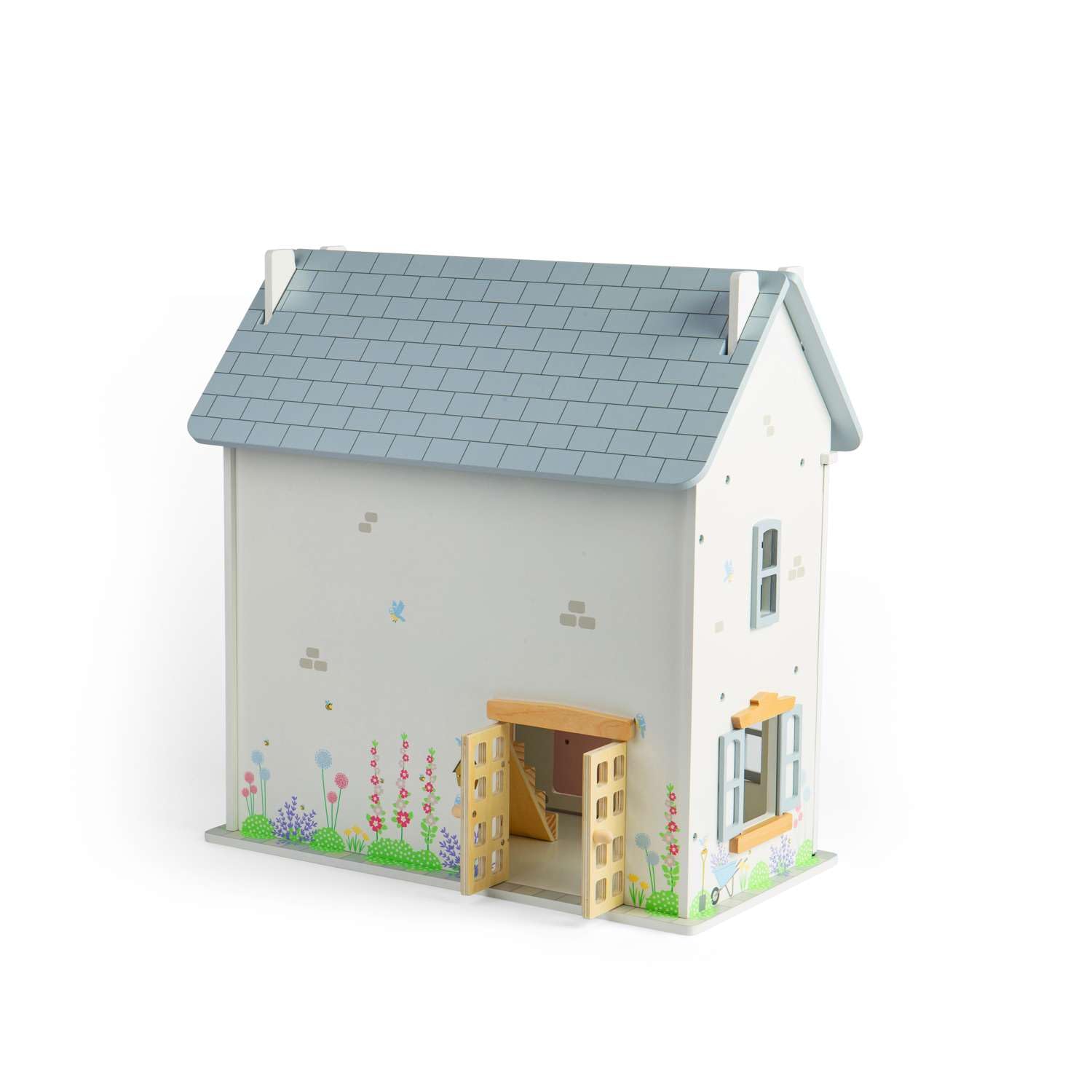Bigjigs Toys Domek dla lalek Summer Cottage - drewniany domek dla lalek dla maluchów i dzieci, domki zabaw dla maluchów, prezenty dla dzieci, od 3 lat
