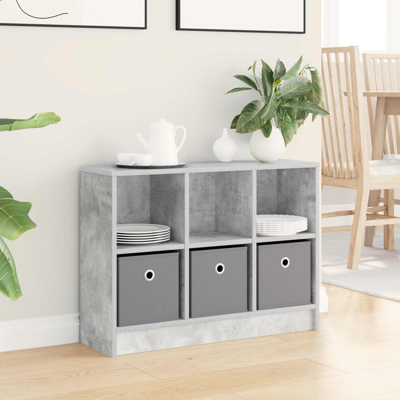 vidaXL Sideboard Betongrau 73,5 x 22,5 x 53,5 cm
