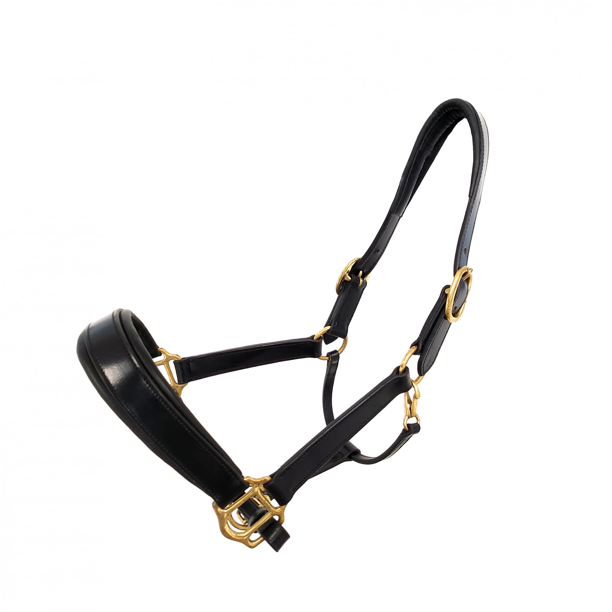 Coco Equestrian Black Adjustable Premium Leather Padded Headcollar Halter - Pony
