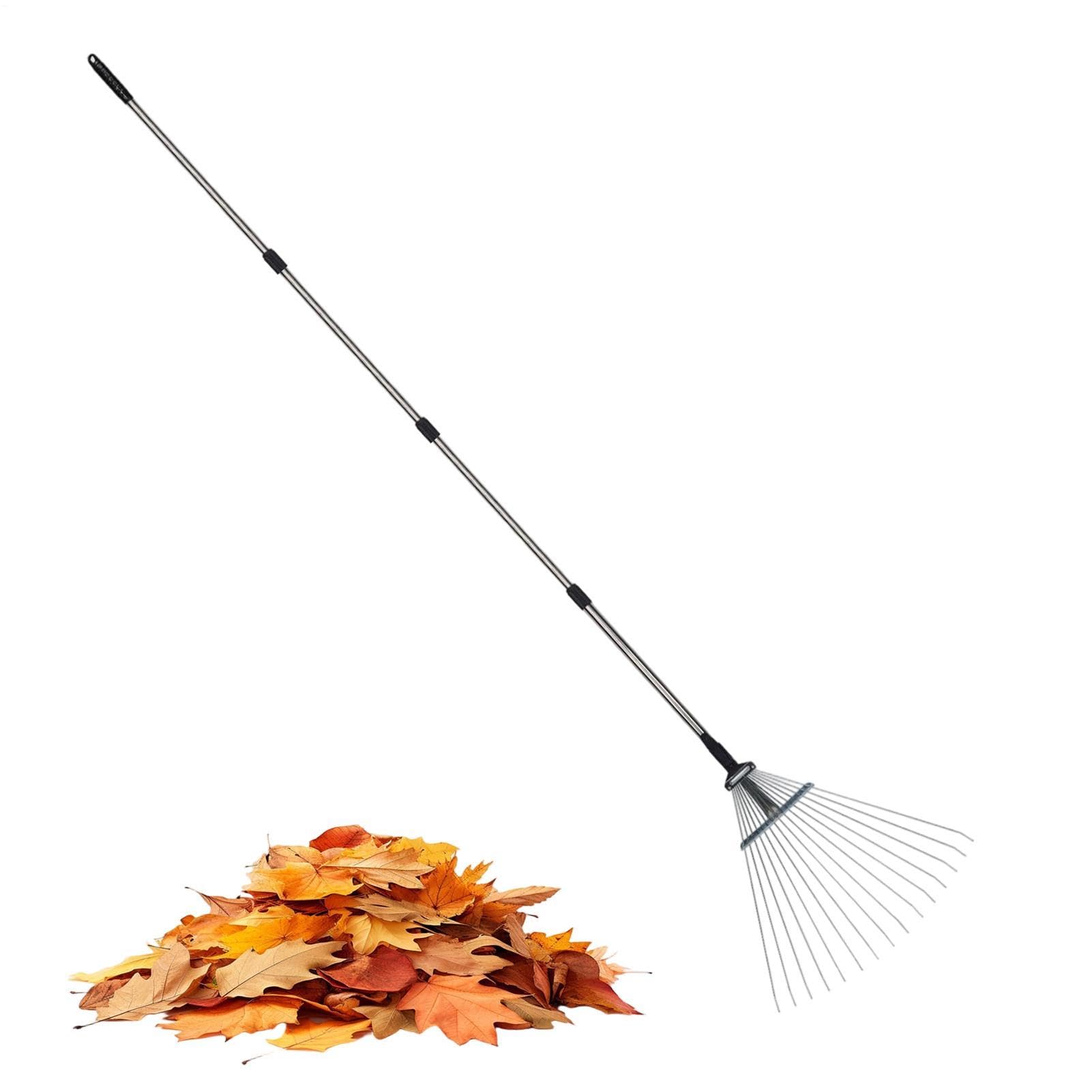 Rastrello Per Prato Attrezzo Diserbante Ergonomico Metallico | Rastrello Telescopico Da Giardino Per Giardino Posteriore Prato Siepe Livellamento Pulizia Diserbo Dissodamento Terreno