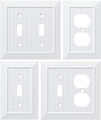 Switchplates II Collection - Classic Beadboard Single Toggle Wall Plate (3 Pack) In Pure White