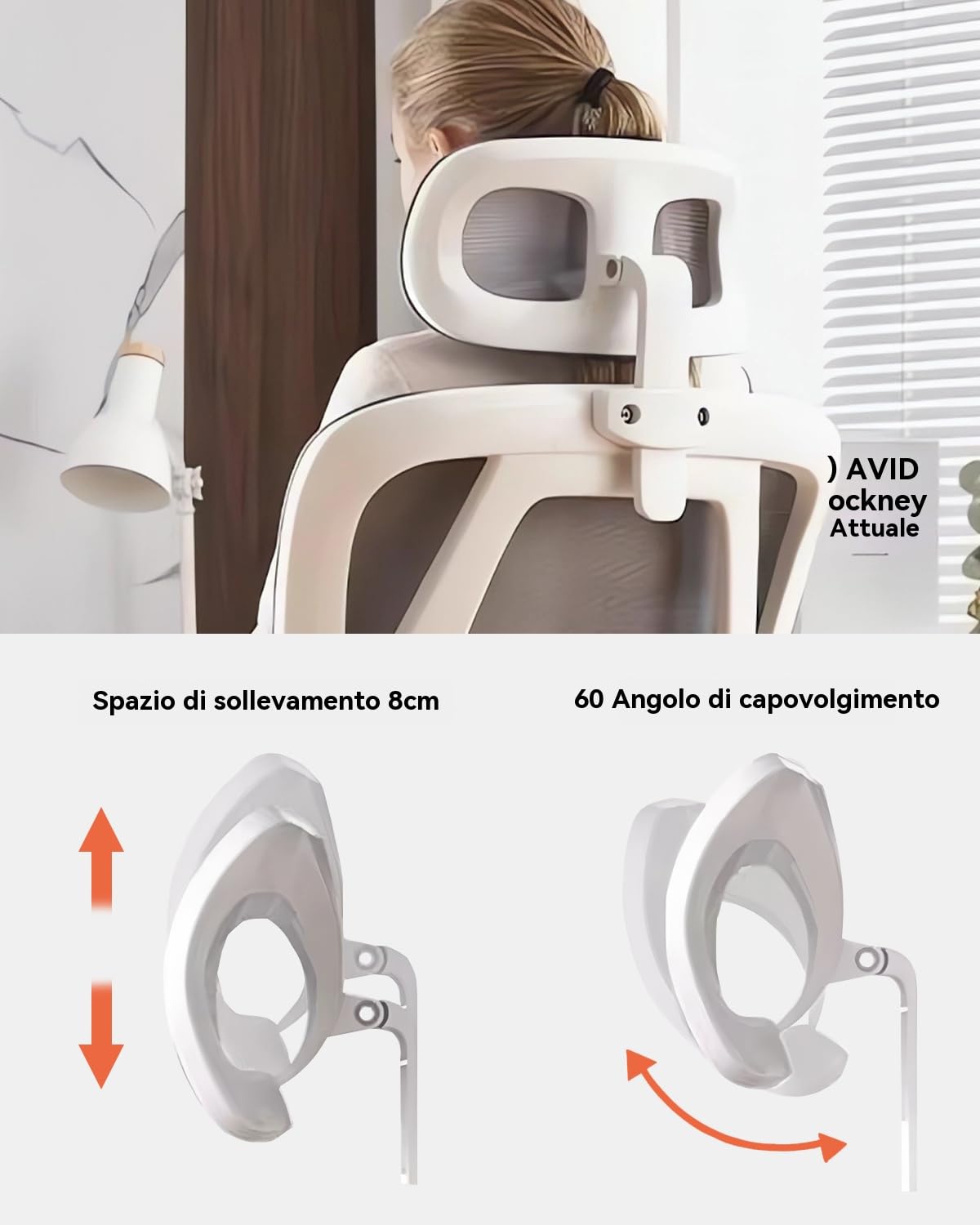 Sedia da Ufficio in Rete,Sedia da Gioco Ergonomica con Schienale Alto,Rotelle e Poggiatesta Regolabile,Braccioli Ribaltabili Comfort per Casa,Camera da Letto,Studio(Grigio)