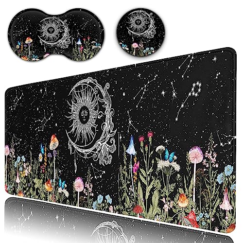 Fdhhkjuko Schreibtischunterlage mit Mauspad Wildblumen Schmetterling