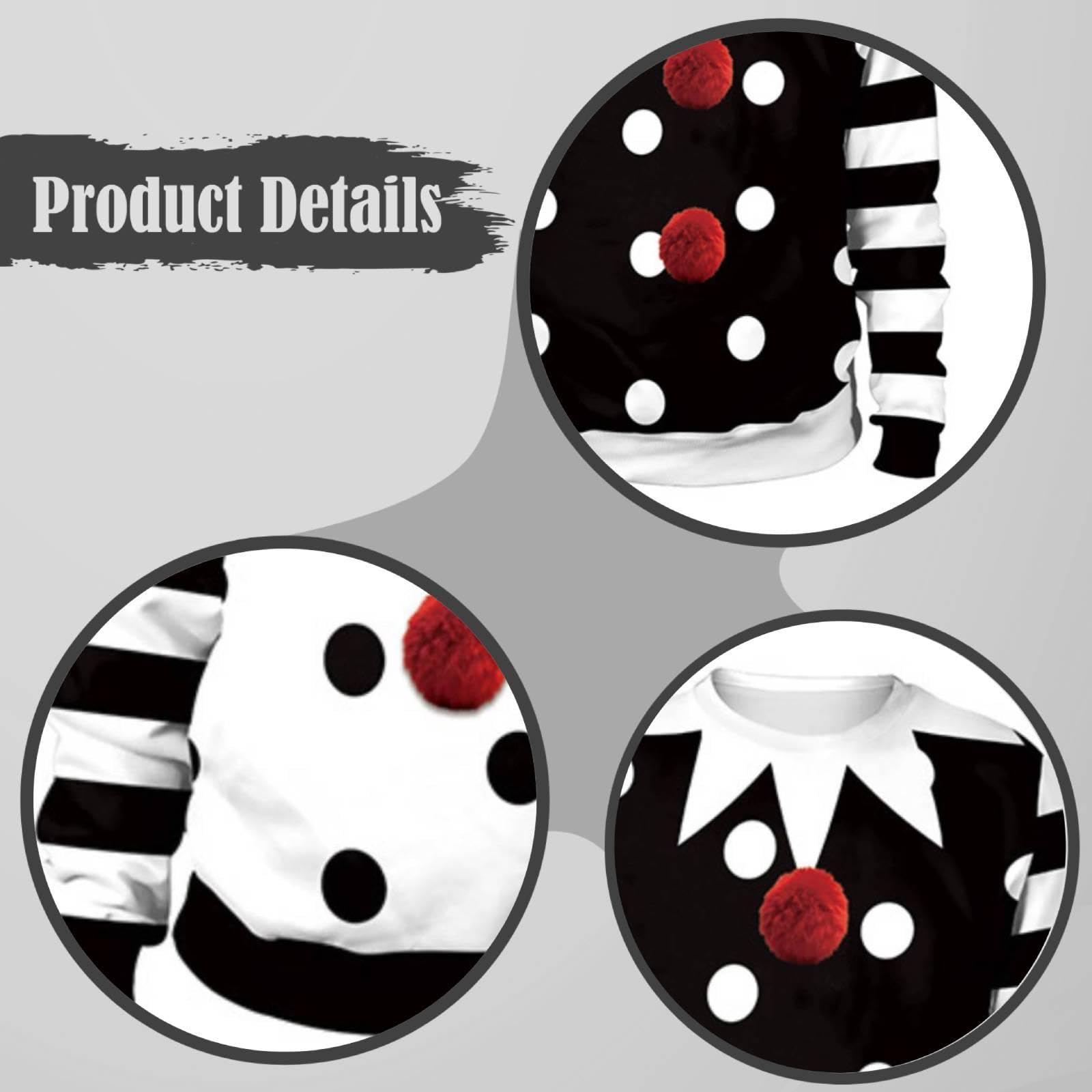 Costume da clown per coppia, accessori divertenti per cosplay e giochi di ruolo per adulti, perfetti per compleanni.