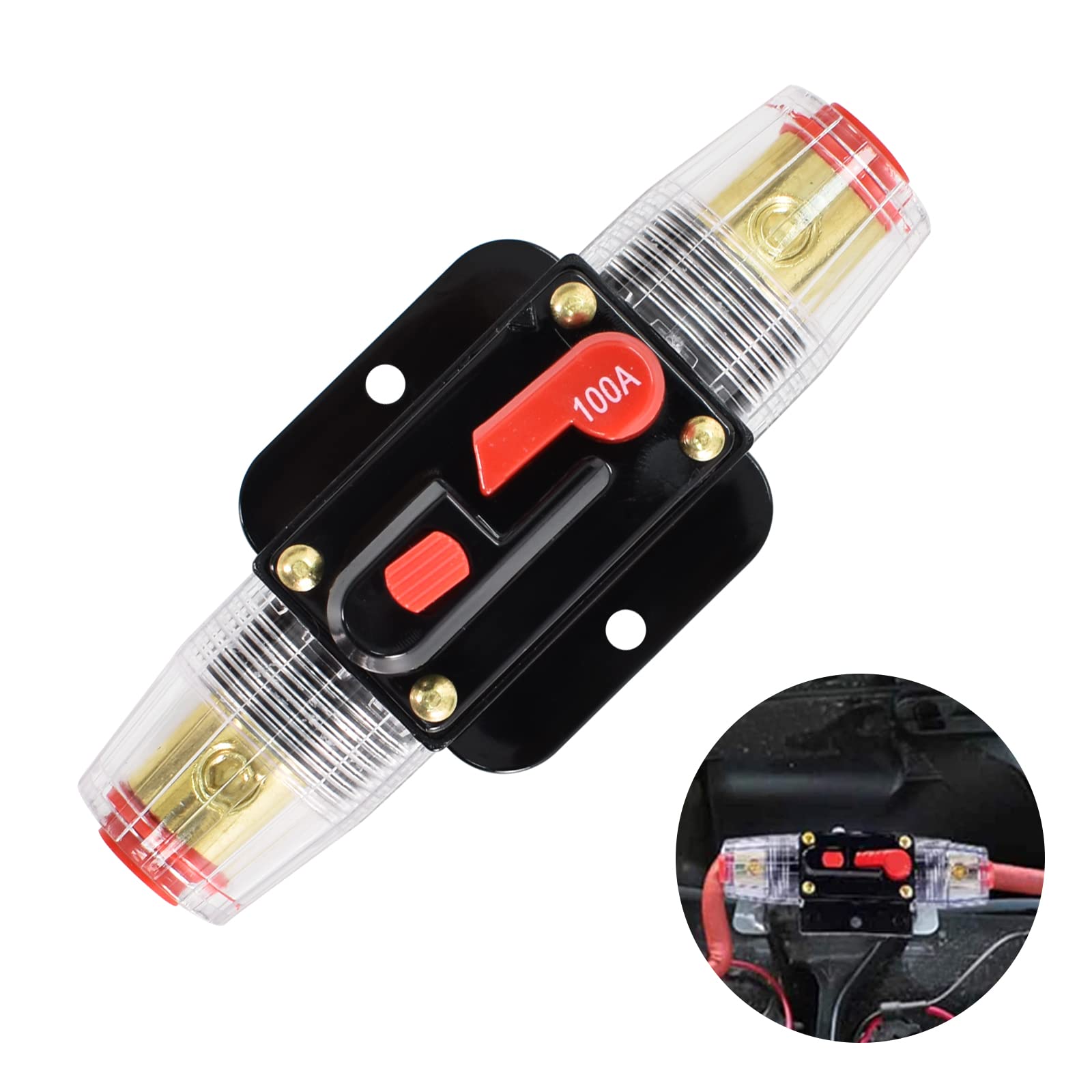 60A DC 12-48V Interruttore autoatico di protezione del circuito stereo per auto Portafusibile Interruttore autoatico di protezione del circuito
