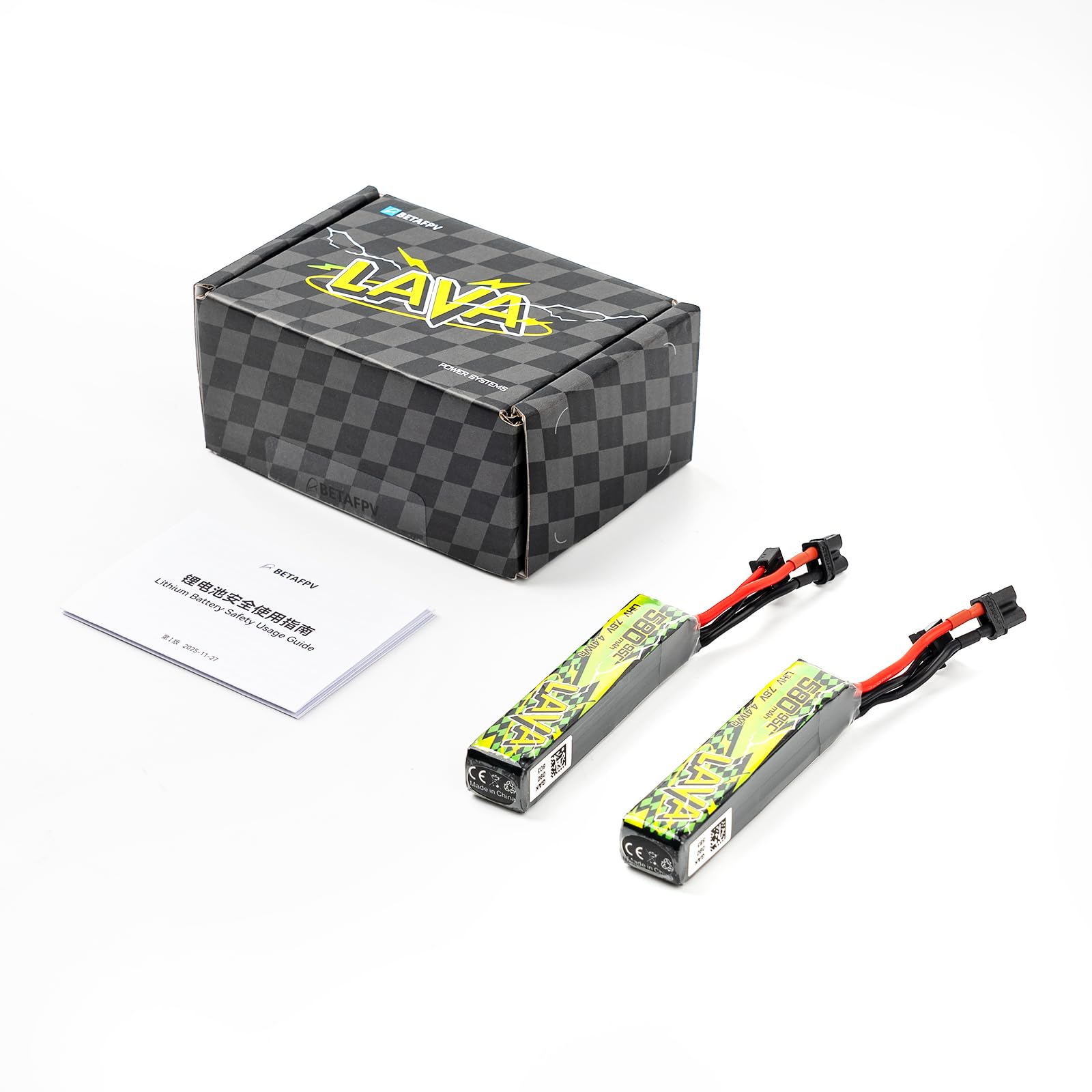 BETAFPV 2pcs LAVA II 2S 580mAh Battery 7.6V 95C LiHV Lipo with XT30 Connector JST-XH2.54 Charge Plug Compatible for Brushless Whoop Drone Quadcopter like Pavo Pico II, Pavo Femto