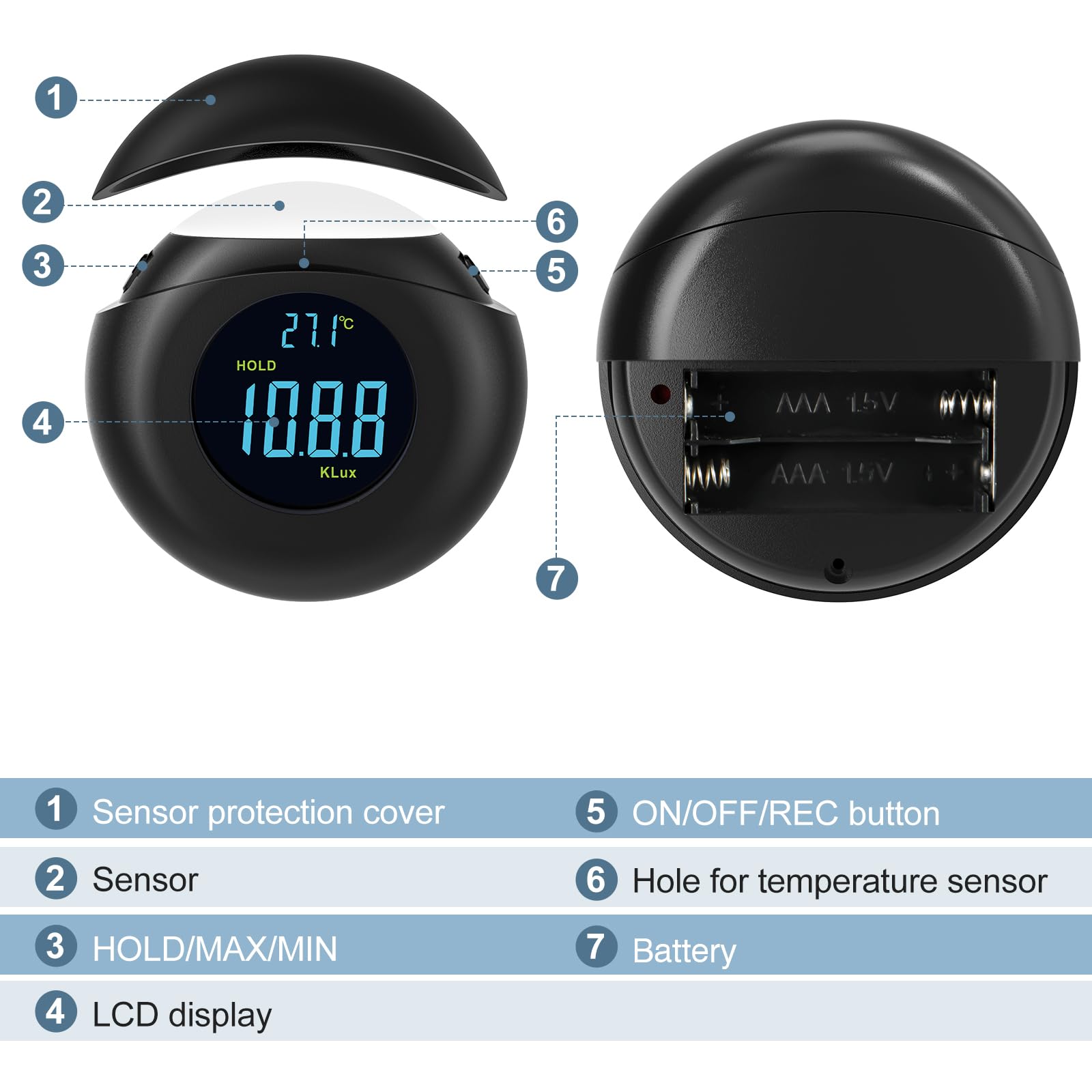 Digital Illuminance Meter With 360° Sensor - 200,000 Lux Range For Professional Lighting Measurement