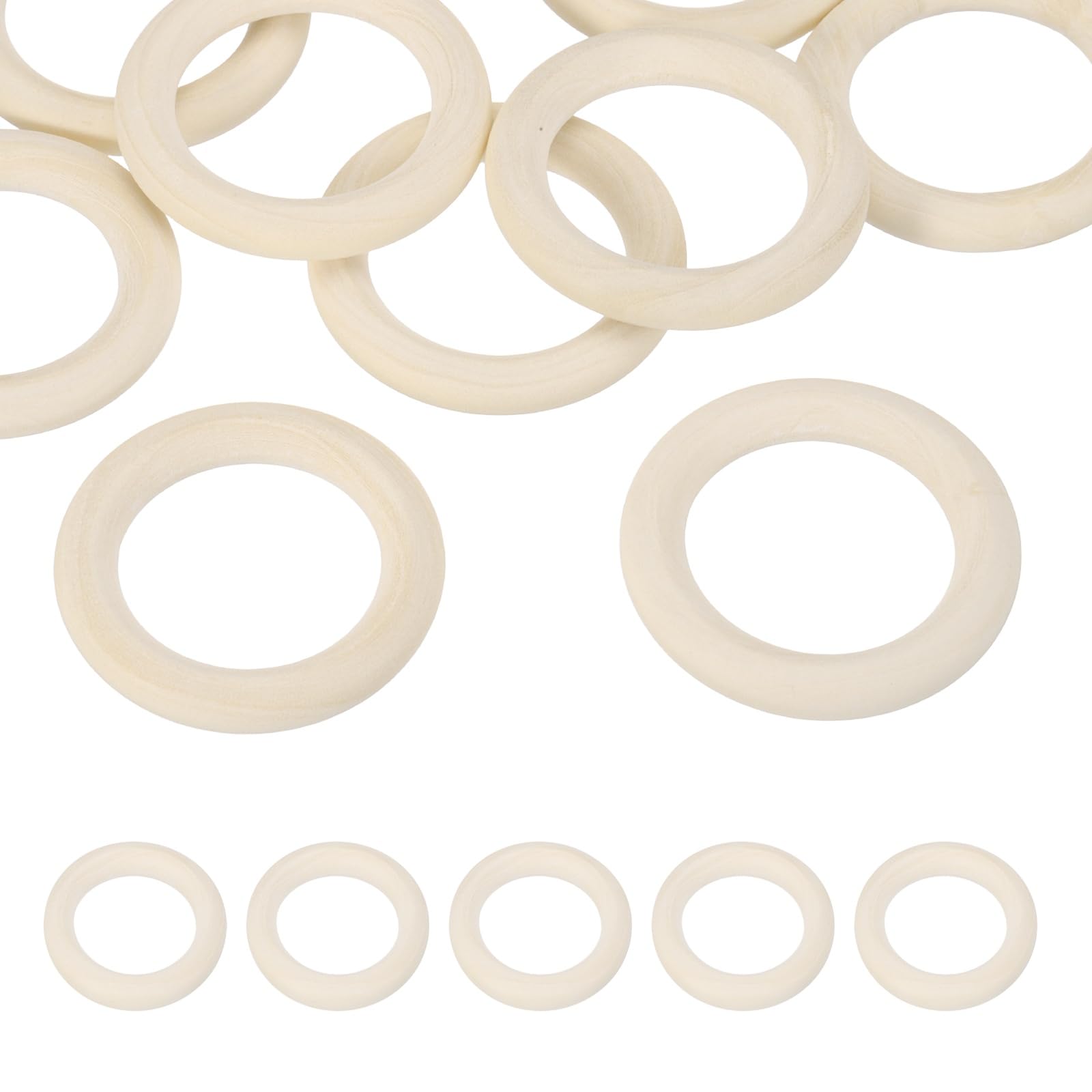 PATIKIL 50mm Natural Wooden Rings, 10 Pack Wood Ring Round Linking Rings Wood Loop Circle for Craft Pendant DIY Jewelry Making Macrame, Natural Color