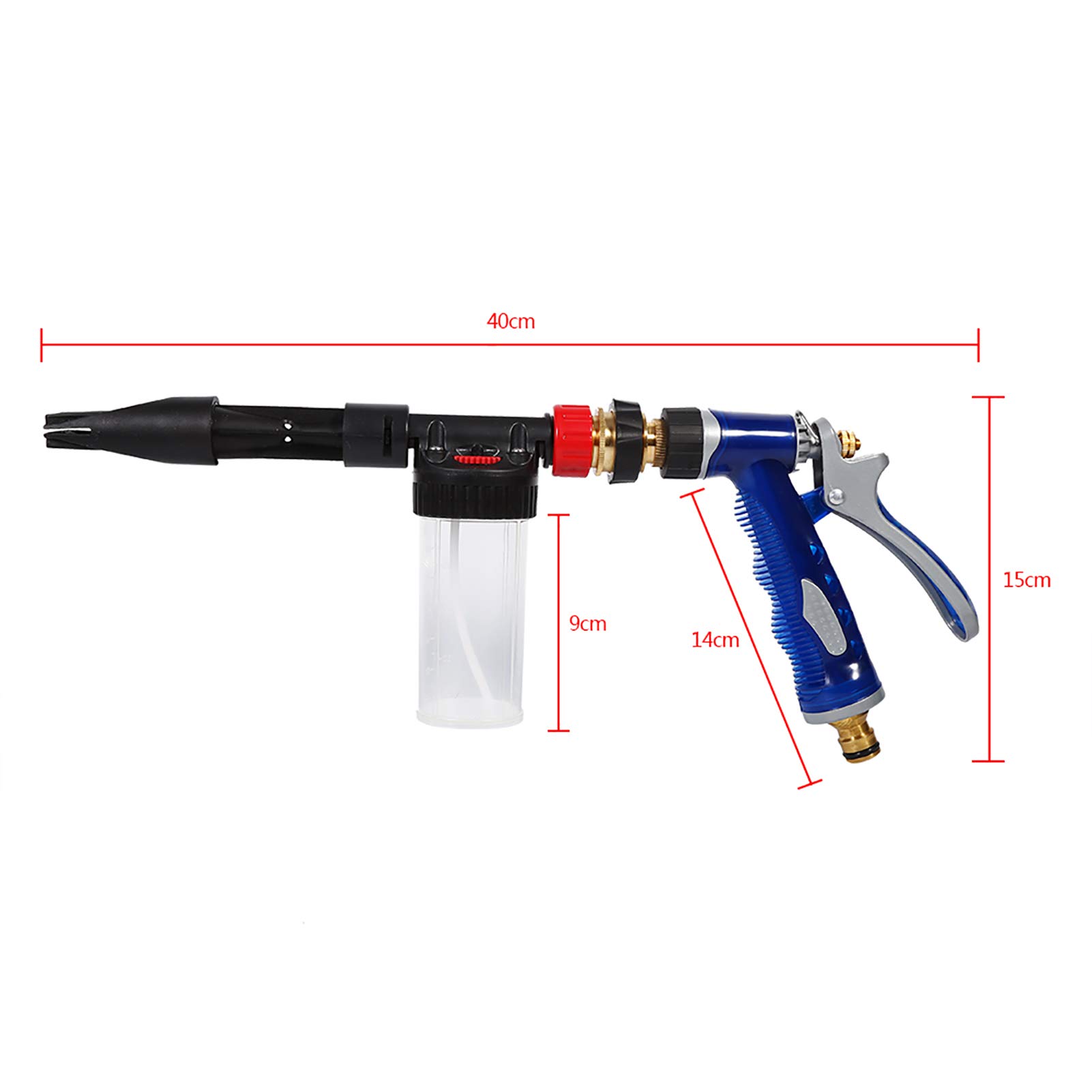 2 in 1 Set di Alta Pressione dell'Acqua Schiuma Pistola, Pistola a Spruzzo d'Acqua Multifunzionale in Schiuma, Modelli Regolabili, Dispenser di Sapone Integrato, Risparmio Idrico, per Lavaggio Auto