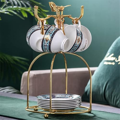 Miniatura 7 de TREXD Palace Style - Juego de taza de café y platillo de porcelana de hueso juego de té europeo taza de té británica por la tarde color  E