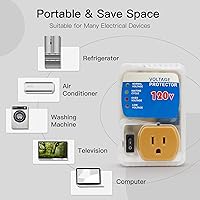 Vista 8 de BSEED Protector contra sobretensiones para electrodomésticos con enchufe estadounidense, supresor de voltaje, salida de apagón, 120 V, 2400 W, 15 A