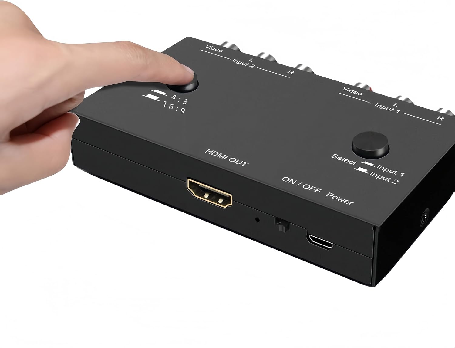 2 Port RCA to HDMI Converter, AV Composite to HDMI Converter Adapter, 2 AV in 1 HDMI Out, for WII N64/PS1/PS2/PS3/VHS/VCR/DVD Players, Support 16:9/4:3 720P/1080P