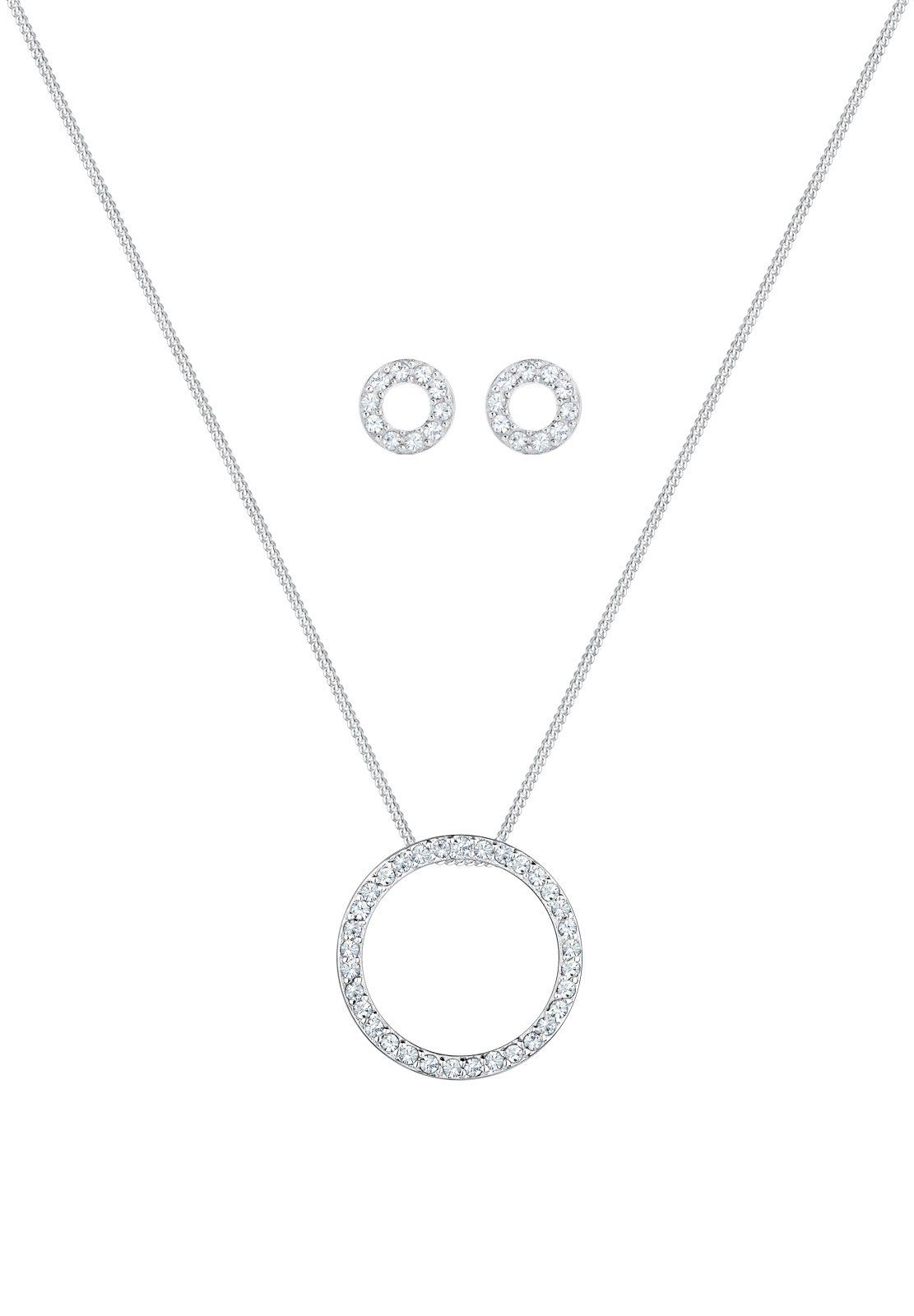 Elli Schmuckset Damen Kreis Anhänger Motiv Basic mit Kristallen